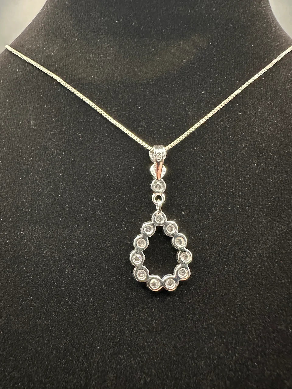 925 sterling silver crystal teardrop pendant necklace