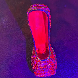 Silver tone Pink crystal high heel shoe trinket box with lift off lid