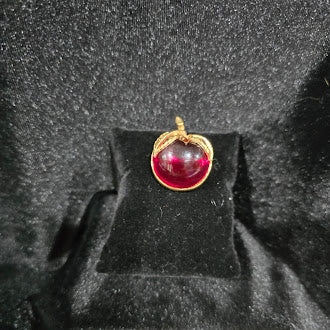 Signed Sarah Coventry Red Jelly Belly Apple Brooch Gold Tone | Vintage Fruit Pin