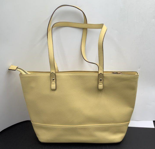Nanette Lepore Butter Yellow Pebbled Faux Leather Tote Bag Minimalist Shoulder Purse