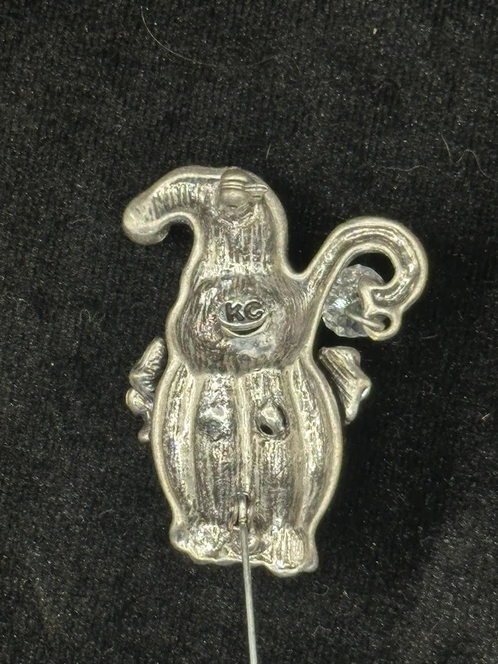 Vintage Kenneth Cole Cat Brooch Gold Tone Rhinestone Kitty Pin