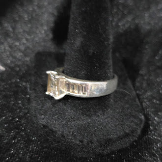 925 Sterling Silver Princess Cut CZ Cocktail Ring with Baguette Accent Stones Size 9.75