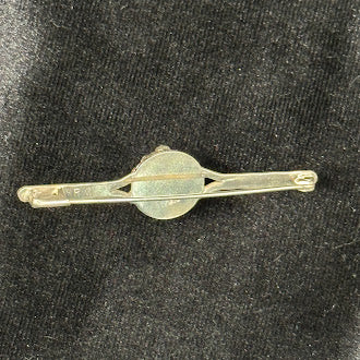 Sterling Silver Bar Brooch Repousse Floral Medallion Edwardian Art Nouveau Pin Signed RRC