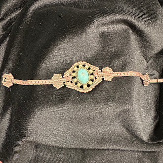 Goldette Victorian Revival Bracelet Turquoise Cabochon & Pearl Ornate Vintage Link Bracelet
