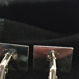 Vintage Swank Silver Tone Square Cufflinks with Black Inlay, Geometric Mid-Century Modern Mens Formal Jewelry