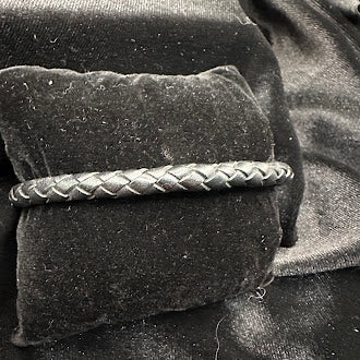 Thomas Sabo Rebel at Heart Sterling Silver & Black Braided Leather Bracelet, Designer Folding Clasp
