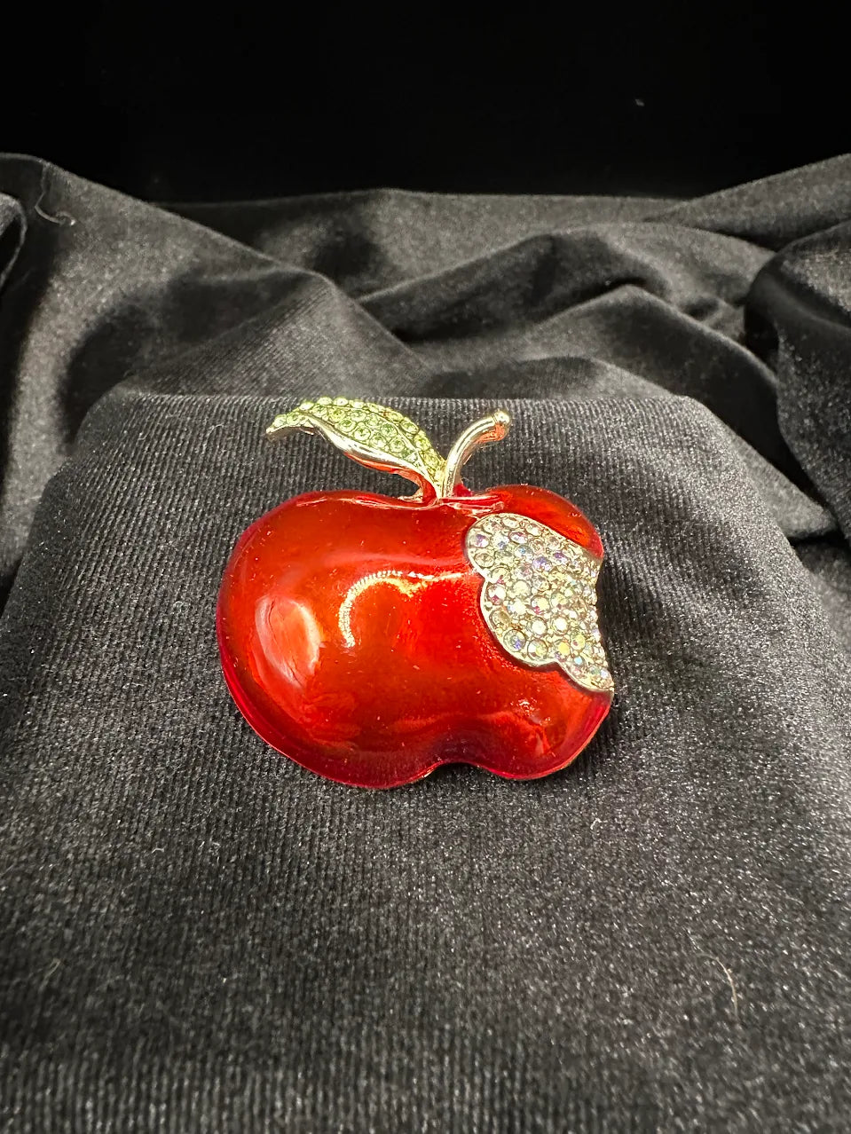 Red Apple Crystal Brooch