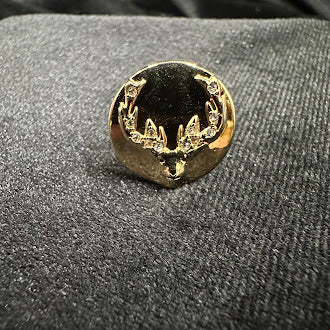 Swarovski Crystal Deer Head Lapel Pin Gold Tone Elk Stag Rhinestone Tie Tack Hunting Gift
