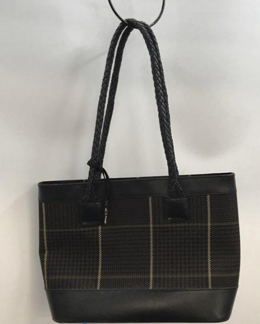 (SOLD) Vintage Lauren Ralph Lauren Plaid Tote Bag Leather Trim Braided Handles Classic Preppy Handbag