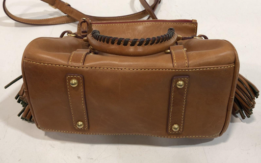 Dooney & Bourke Florentine Leather Satchel Brown Tassel Bag Crossbody Strap