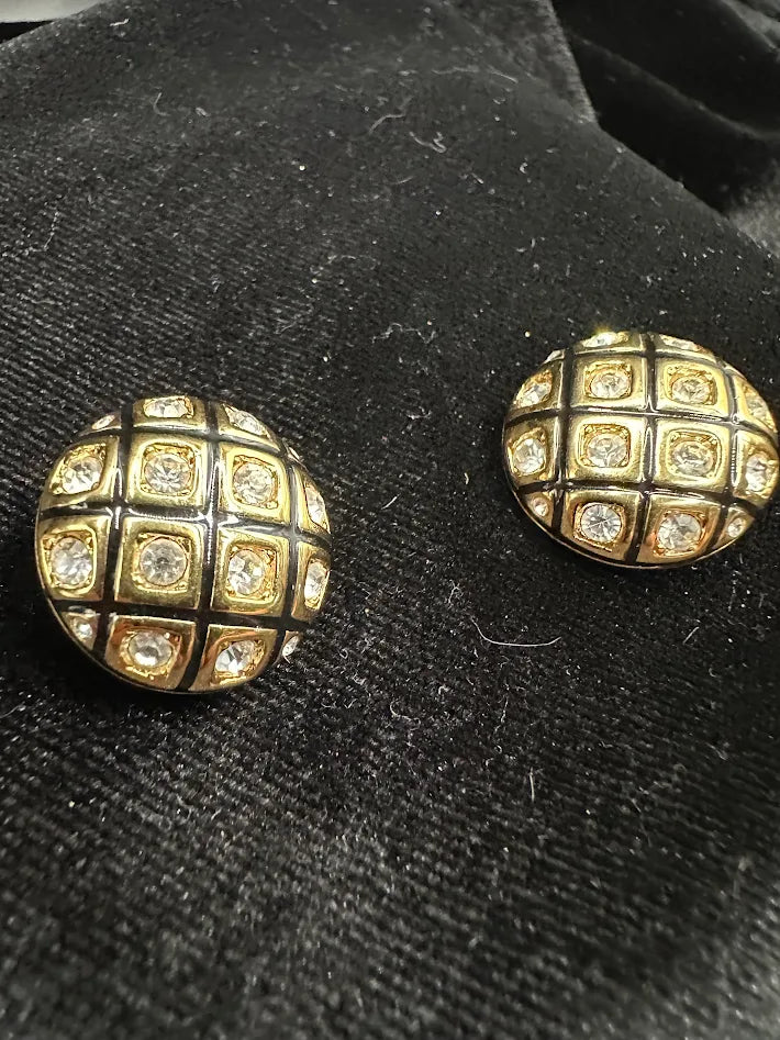 Swarovski Gold Tone Crystal Clip Earrings