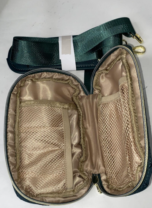 Green Quilted Laptop Briefcase Set – Tote Work Bag with Matching Case & Strap – Office Travel Carryall