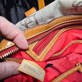 Dooney & Bourke Signature Monogram Canvas Shoulder Bag | Tan Leather Trim Designer Hobo Purse